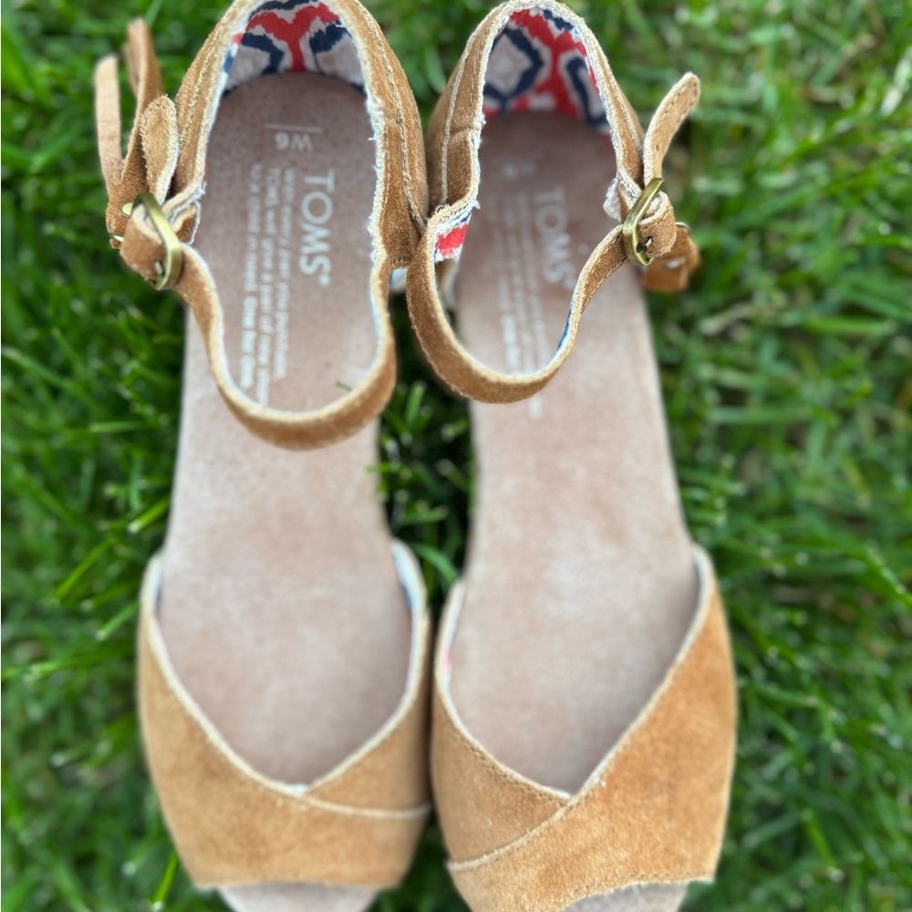 Toms Women's Brown Suede Ankle Strap Sandals - Picture 10 of 10